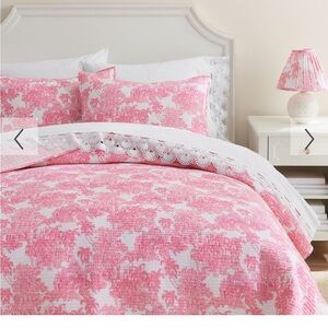 Pottery Barn Teen Floral Pink and White Quilt